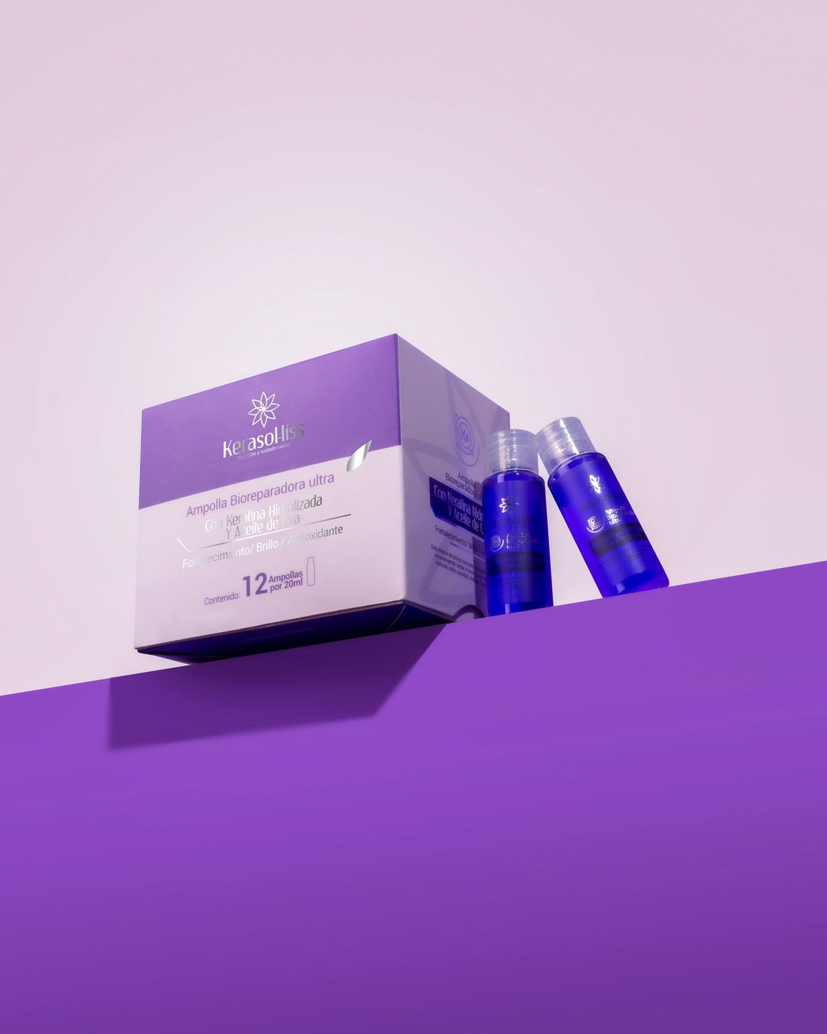 Ampolla Bioreparadora Ultra con Keratina Hidrolizada y Aceite de Uva, caja de 12 unidades de 20 mL