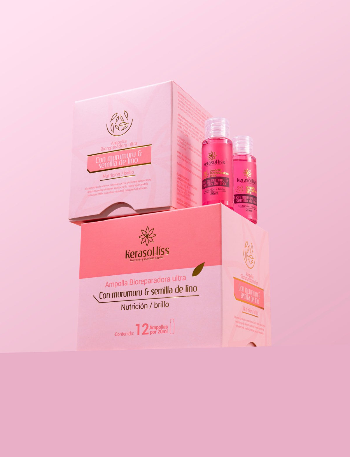 Ampolla Bioreparadora Ultra con murumuru y semilla de lino, caja de 12 ampollas por 20 mL