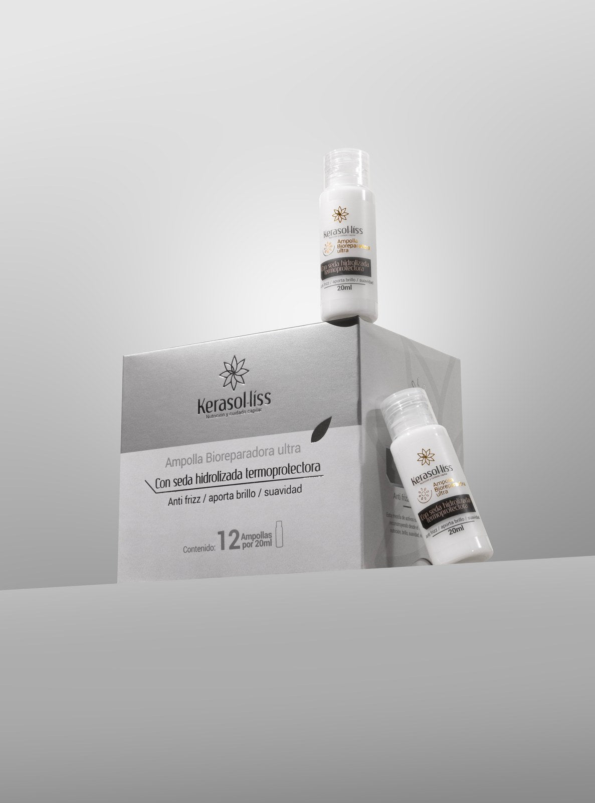 Ampolla Bioreparadora Ultra Termoprotectora con seda hidrolizada, caja de 12 unidades de 20 mL