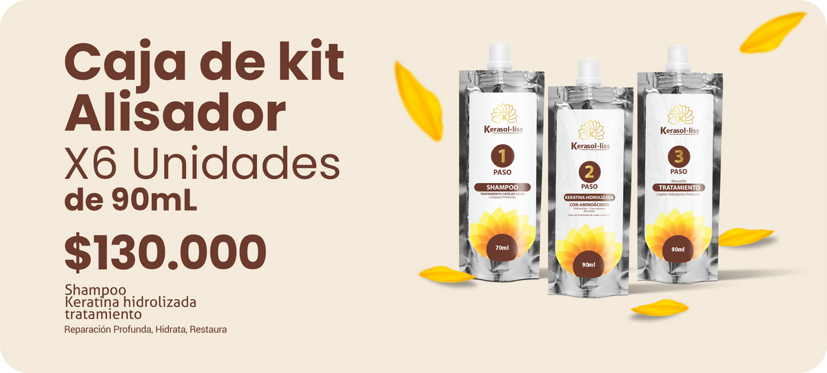 Caja de Kit Alisador Kerasol-liss: 6 unidades de 90 mL por $130.000