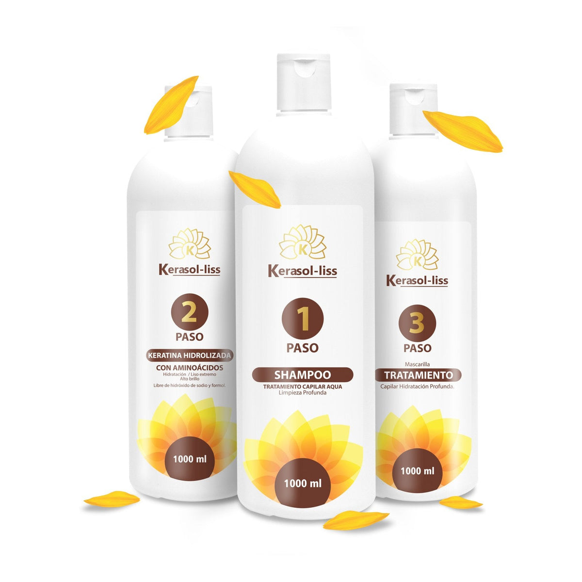 Kit Keratina 3 Pasos Kerasol-liss: shampoo, keratina hidrolizada y mascarilla de 1000 mL