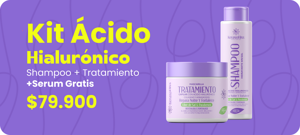 Kit Ácido Hialurónico: shampoo + tratamiento + serum gratis por $79.900.