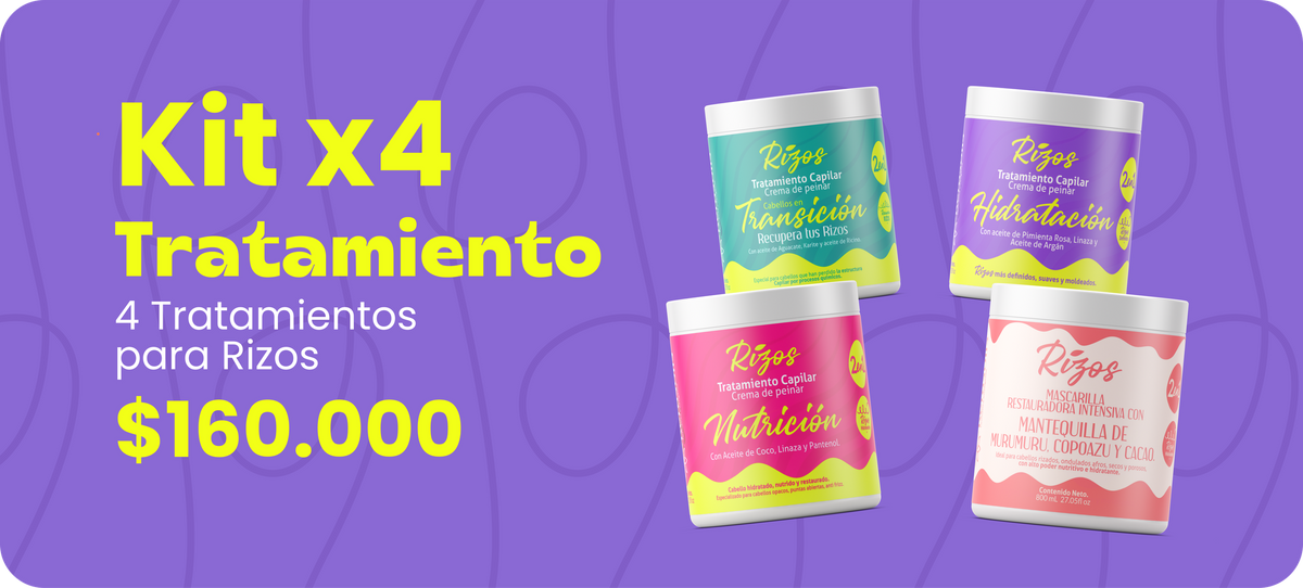 Kit x4 Tratamiento: 4 tratamientos para Rizos por $160.000.