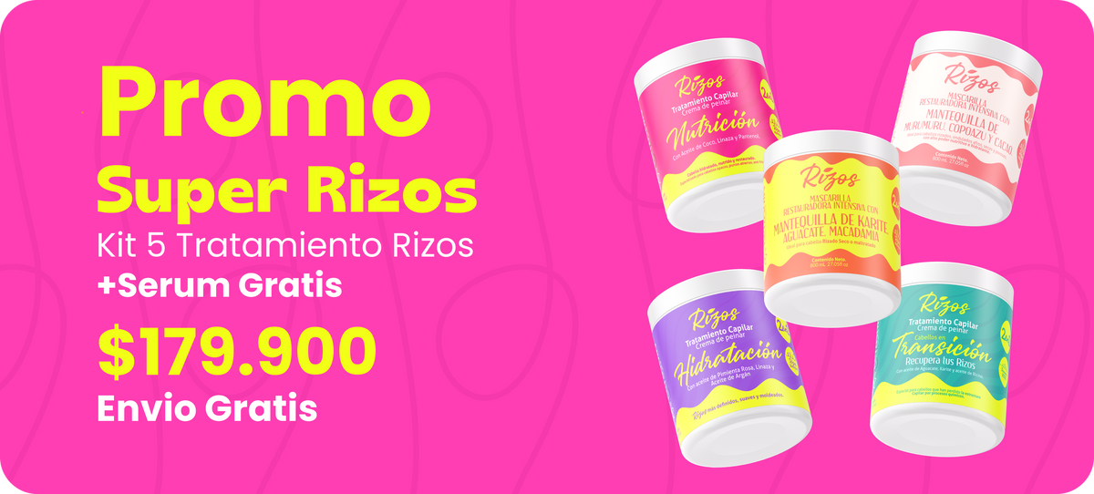 Promo Super Rizos: kit de 5 tratamientos Rizos + serum gratis por $179.900, envío gratis.